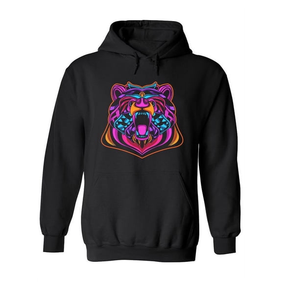 Neon Bear With Pattern Hoodie Women -Image by Shutterstock, Female Small