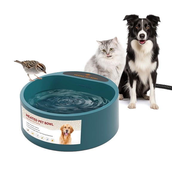 PETLESO Dog Heated Water Bowl , Heated Dog Bowl Provides No Freeze Water in Winter, 2.2L