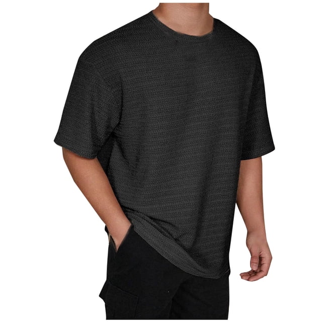 Lot de Chemises T-Shirts Blancs pour Hommes Chemises Décontractées pour Hommes T-Shirt Léger à Col Rond T-Shirt Uni Respirant Fluide Confortable Manches Courtes Hauts d'Extérieur