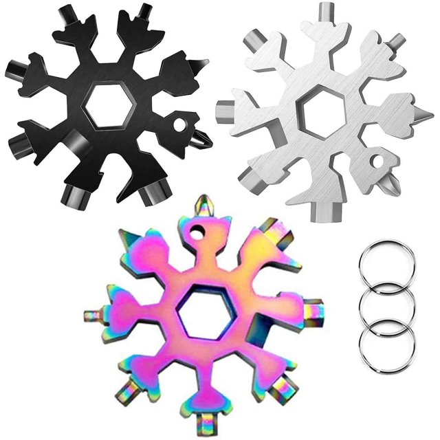 3 Pack-18 In 1 Snowflake Multitoolstainless Steel Snowflakes Multiherramienta (estándar, inoxidable). Afortunado Sencillez