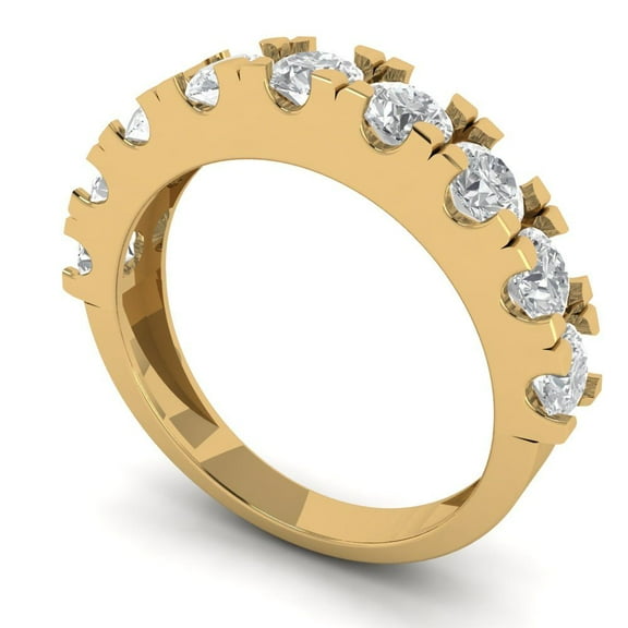 1.53 ctw Wedding Band for Women - 14K Yellow Gold Simulated Diamond Stackable Eternity Ring