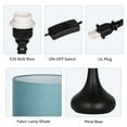 thumbnail image 6 of Modern Nightstand Lamps Set of 2 with Black Metal Base and Blue Fabric Shade, 6 of 6