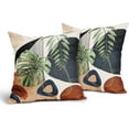 thumbnail image 2 of Boho Abstract Geometric Tropical Pillow Covers 18X18 In Set of 2 Bohemian Minimalist Palm Leaf Throw Pillow Cases Navy Blue Burnt Orange Modern Pillow Cover Home Decor For Sofa Couch Room Outdoor, 2 of 6