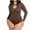 Brown, variant on Purcolt Women's Plus Size Keyhole Seamless Shapewear Bodysuits One Piece Long Sleeve Bodycon Rompers Sleepwear Onesie Jumpsuit Tummy Control Body Shaper Snatching Body Suit