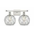 thumbnail image 1 of Innovations 516-2W-WPC-G122-8RW-LED Farmhouse Rope 2 Light Bath Vanity Light part of the Ballston Collection, White and Polished Chrome, 1 of 1