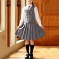 thumbnail image 2 of Toddler Girl's Collar Long Flounce Sleeve Patchwork Dress Button Preppy A Line Dresses, 2 of 5