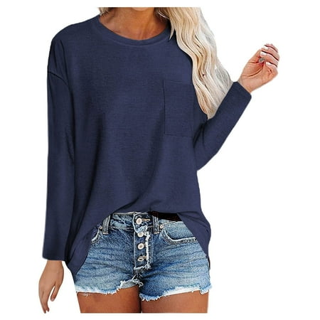 

YFPWM Fashion Tops for Women Scrub Tops Petite Tops Lace Top Waffle Knit Tops Maternity Shirts Compression Shirts Stripe Crewneck Pullover Long Sleeve T-Shirt Pocket Tops