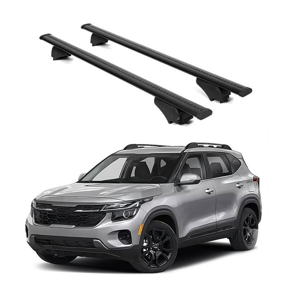 ERKUL Roof Rack Cross Bars for 2021-2025 Kia Seltos X-Line | Aluminum Crossbars with Anti-Theft Lock for Rooftop | Compatible with Raised Rails - Silver