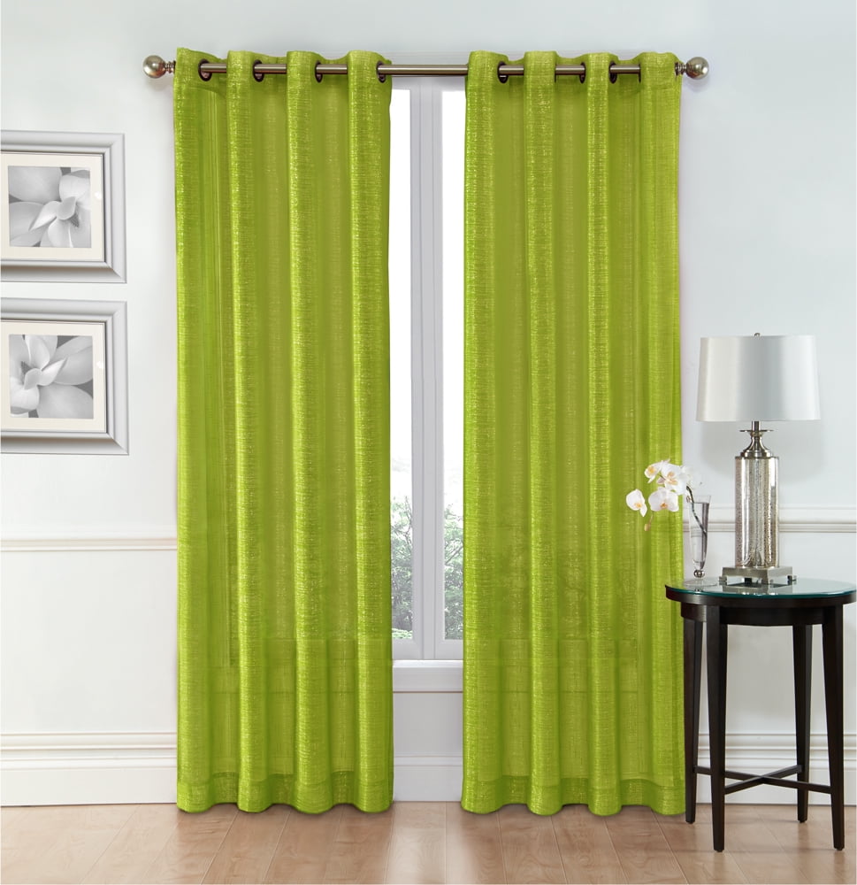 Ruthy's Textile Green Sheer Curtains ? 2 x 54? x 84? Panels, Rod Pocket