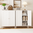 thumbnail image 3 of SUNCROWN 32 Inch Tall Bathroom Storage Cabinet with Double Doors, Freestanding Floor Cabinet with Adjustable Shelves, Modern Wooden Organizer for Bathroom, Living Room, Kitchen,  White, 3 of 9