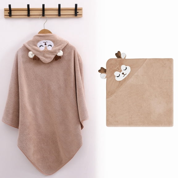 PRYESS (Square Towel for Newborn Infants), Baby Towel 80X80 Cm with Hood, Soft Absorbent Towel for Newborn, Infant Bath Towel with Cute Animal Design, High Water Absorption for Warmth, #A