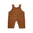 thumbnail image 1 of Infant Baby Boy Girl Corduroy Bib Pants Solid Color Square Neck Jumpsuit with Snap Fasteners, 1 of 7