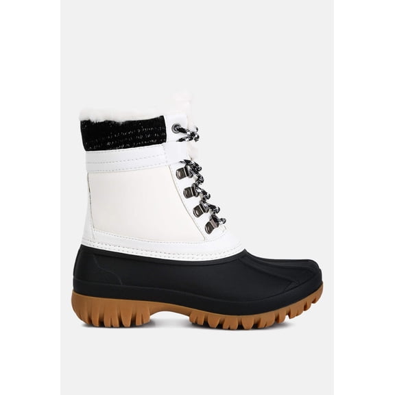 Capucine Fur Collar Contrasting Lug Sole Boots