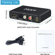 HDMI eARC ARC Audio Converter,24bit/192KHz Audio Sampling Rate,ARC Audio Return, HD 5.1 and HD 7.1 Channels,RCA 3.5mm Audio Converter,Supports eARC & ARC inputs