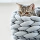 thumbnail image 3 of Smilikee Katzenbett Korb Nest handgestrickt Haustier Schlafsack Dicke Wolle rund Donut Haustierbett MFZFUKR LN-1907, 3 of 7