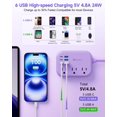 thumbnail image 3 of Power Strip Beeiker 9 en 1 con 3 enchufes y 6 puertos USB, color morado, 3 of 8
