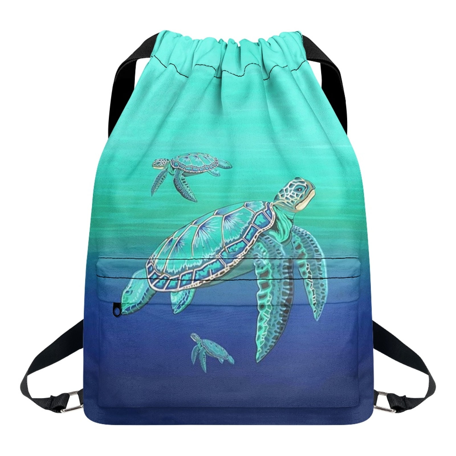 Xoenoiee Sea Turtle Print Drawstring Backpack for Men Women, Portable ...