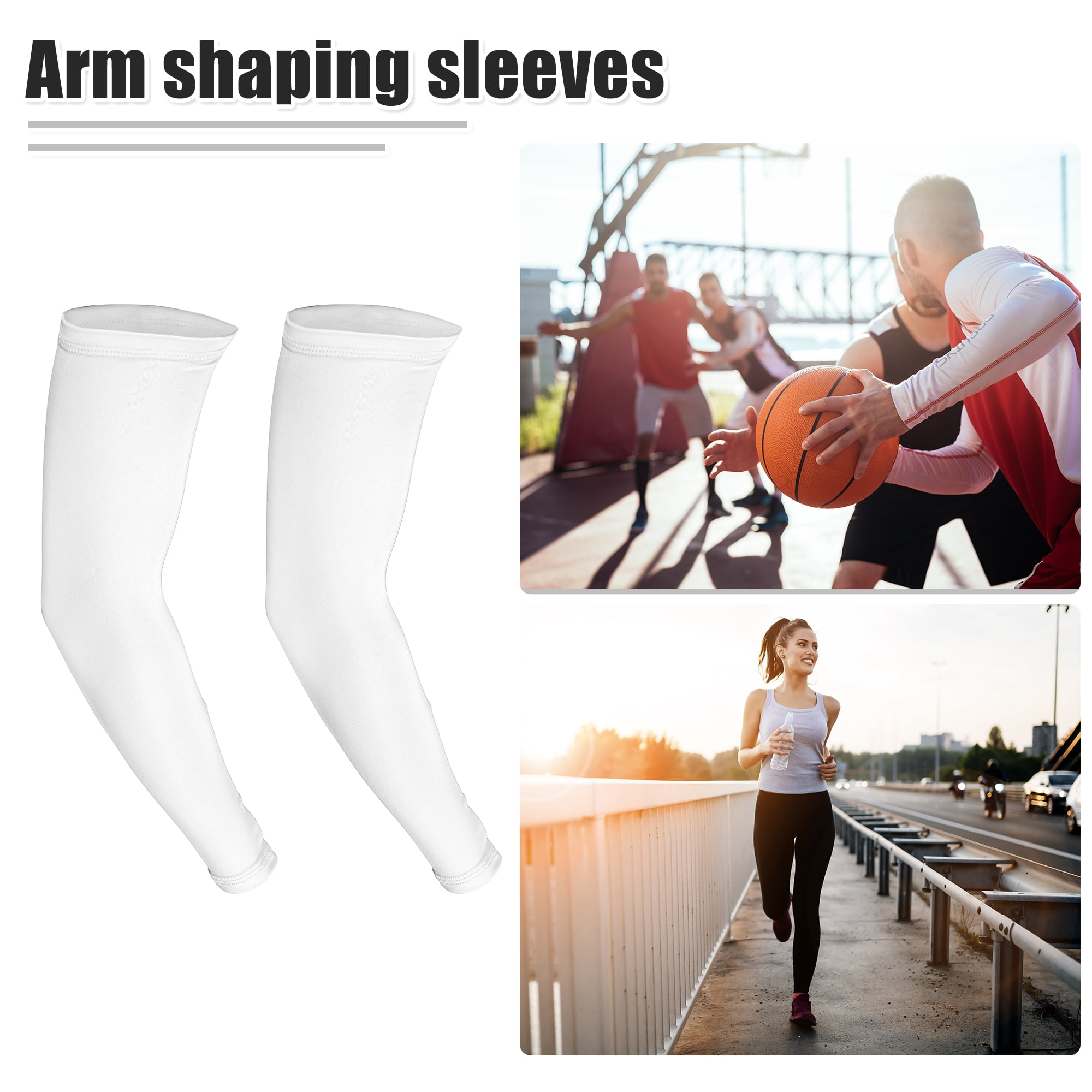 Unique Bargains 1 Pair Arm Shapers Arm Slimming Sleeves Polyester White