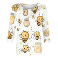 thumbnail image 6 of JTZGDY Funny Bee Shirts for Women Loose Fit Casual Summer 3/4 Lenght Sleeve Crewneck Tunic Blouse Trendy Oversized Dressy Pullover Tops Yellow#10 XL, 6 of 6