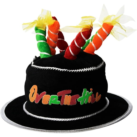 Beistle Pack of 6 Festive Multi-Colored Plush "50" Over the Hill Cake Party Hats