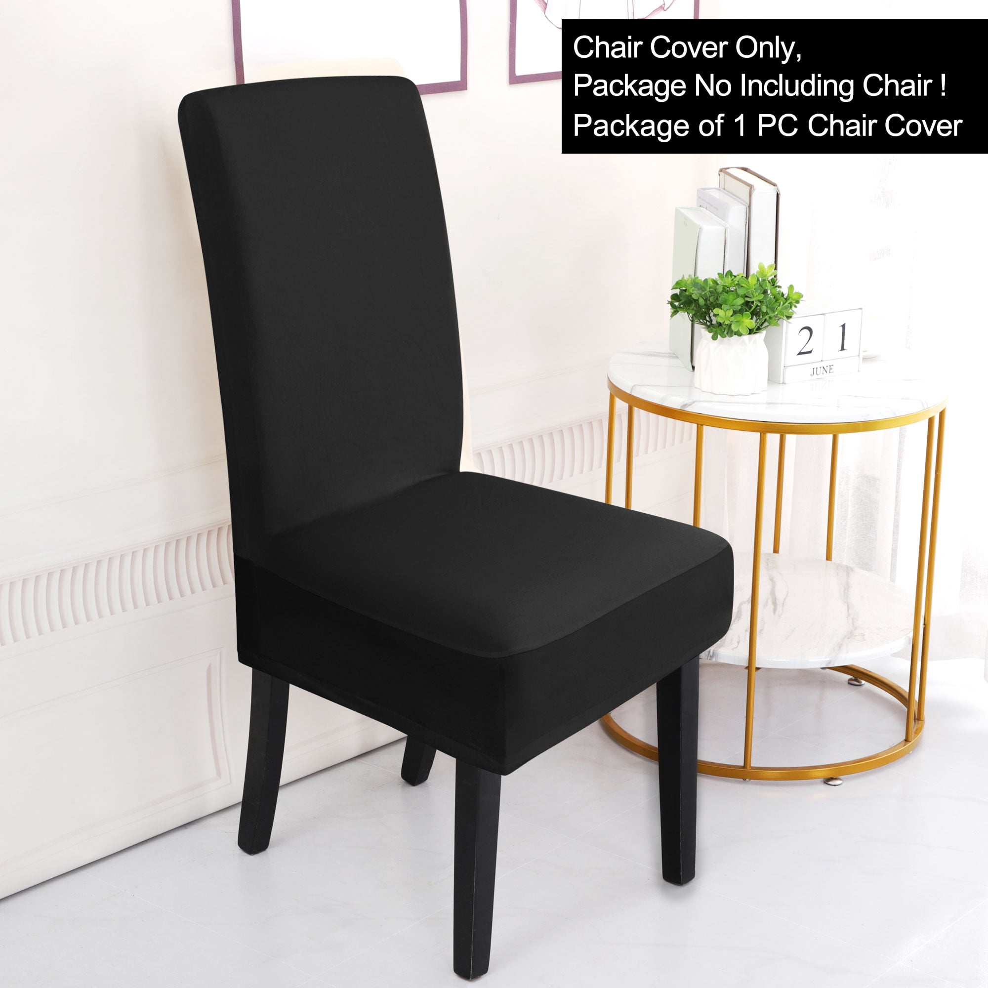 Unique Bargains Stretch Polyester Dining Chair Covers Protector Slipcovers Black 2 Pcs