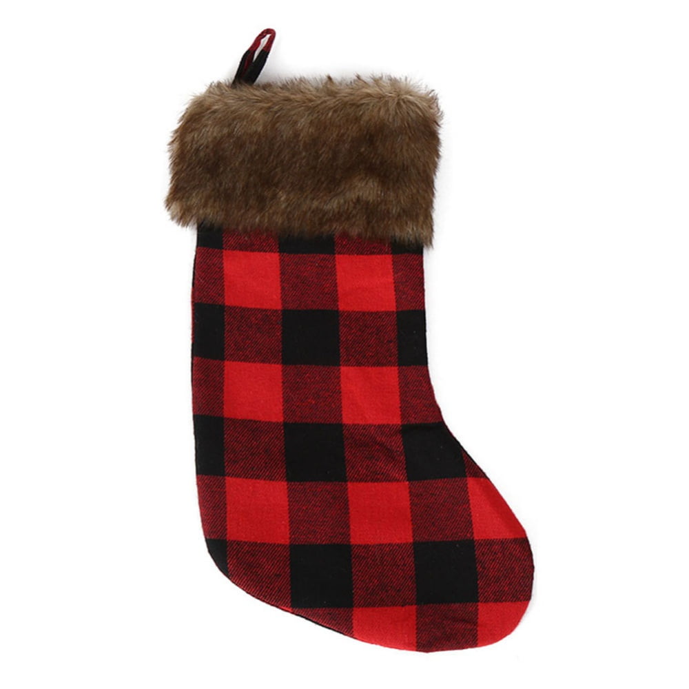 Fabric 19Inch Christmas Stocking, Red Buffalo Plaid