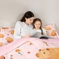 thumbnail image 4 of Erosebridal Cartoon Capybara 7-Piece Twin Bedding Sets For Kids,Pink Floral Bedding Comforter Set For Cute Animals Lover ,Reversible Pink, 4 of 7