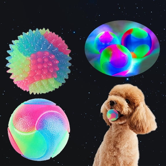 Clerance! PawCasa Light Dog Ball Flashing Elastic Ball Glow in the Dark Interactive Pet Toys