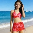 thumbnail image 2 of Conjunto de Pantalones Cortos para Bebés Niños Estilo de Falda de Impresión de Verano Batik Traje de Baño de Tres Piezas Niñas Empalme Desgaste de Playa con Sombrero Niño Pequeño, 2 of 6