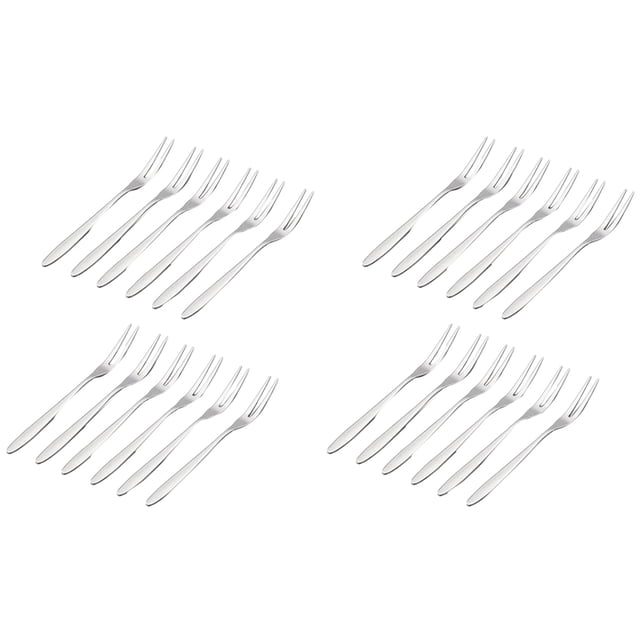 24 Pcs Fourchettes à Dessert, Mini Fourchettes à Salade en Acier Inoxydable de 5,1 Pouces, Fourchettes à Fruits, Fourchettes à Cocktail, 24 x Fourchettes à Fruits, Argent