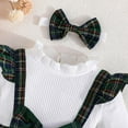 thumbnail image 5 of Vividxx Girls Dresses Long Sleeve Striped Plaid Bow Decorated Dress With Headband Sets For Casual Beach School Party Outfits Sets O-Neck Leisure Dailywear, 5 of 6