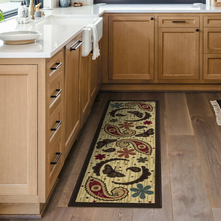 Ottomanson Machine Washable Non-Slip Rubberback Paisley Kitchen Runner Rug  & Reviews