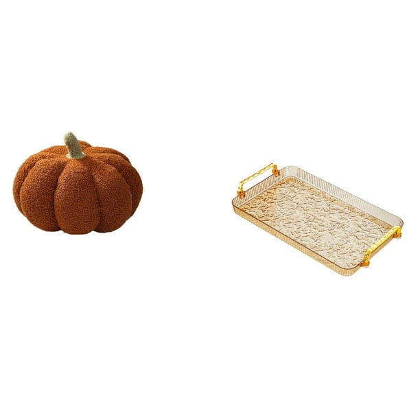 Cojín De Sofá De Peluche Con Forma De Calabaza De Halloween Y Plato De Postre, Bandeja Para Mesa De Centro Con Asa Para Dormitorio, Sala De Estar, Fiesta, Decoración Del Hogar Y Almacenamiento