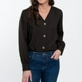 thumbnail image 2 of Elsie & Zoey Izara Front Button Down Long Sleeve V-Neck Blouse for Women, 2 of 7