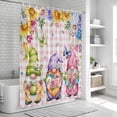 thumbnail image 6 of Watercolor Gnomes Floral Bathroom Shower Curtains with 12 Hooks Waterproof Shower Curtain for Stalls Bathtubs Spring Butterflies Flowers Pink Plaid Decorative Bathroom Privacy Curtain 54x78 Inches, 6 of 9