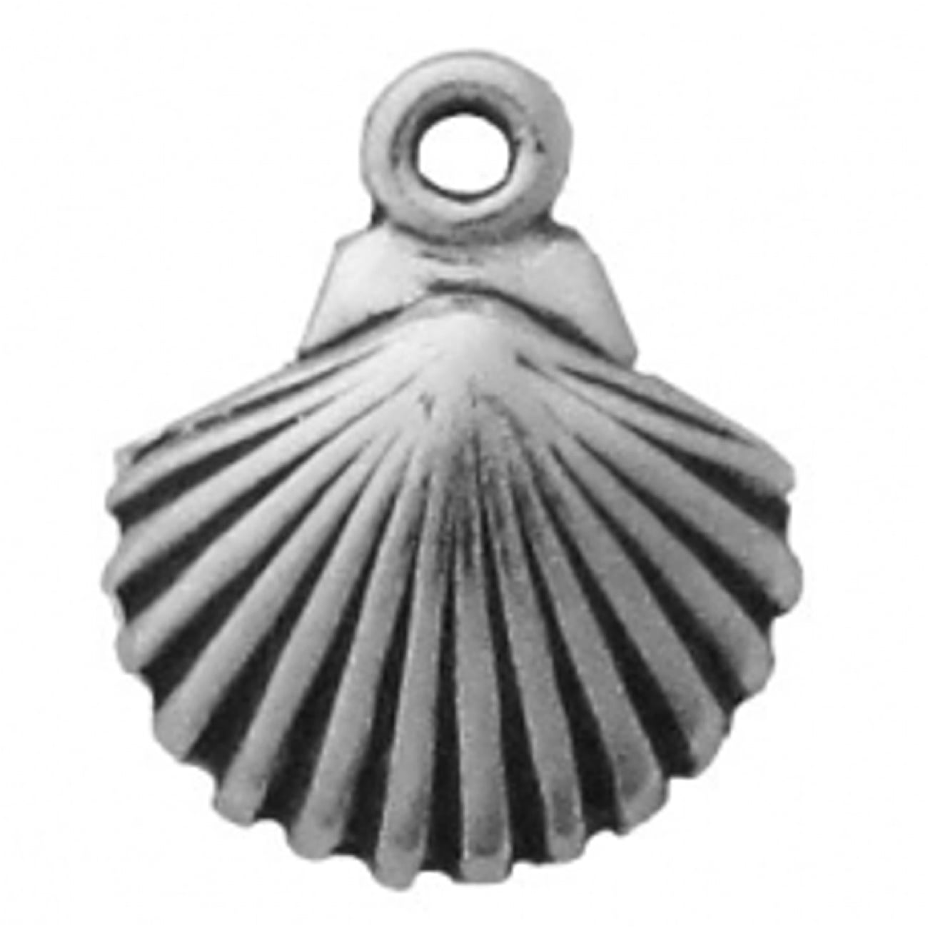 Sterling Silver Womens 1mm Mini Ridged Pecten Scallop Seashell Mollusk Pendant Necklace 