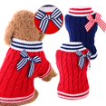 thumbnail image 3 of YUEHAO Dog Sweaters for Small Dogs Navy Pet Dog Cat Sweater Turtleneck Knitted Dog Sweater - Classic Cable Knit Dog Jumper Coat, Warm Pet Winter Clothes Small Dog Sweater (Blue, M), 3 of 8