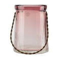 thumbnail image 2 of Northlight 13.5" Transparent Mauve Tapered Hand-Blown Glass Hurricane Candle Holder with Handle, 2 of 3