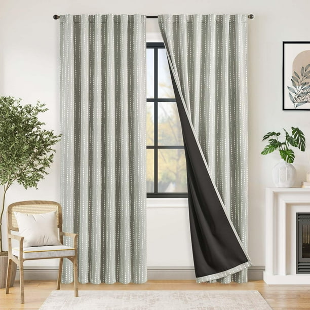 Cortina Opaca Bohemia Fases de la Luna Jinchan 214x213 cm Gris