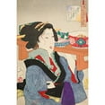 thumbnail image 3 of Tsukioka Yoshitoshi 14x18 Black Modern Framed Museum Art Print Titled - Looking Weighed Down; the Manner of a Waitress at Fukagawa in the Tenpo Era (1888), 3 of 5