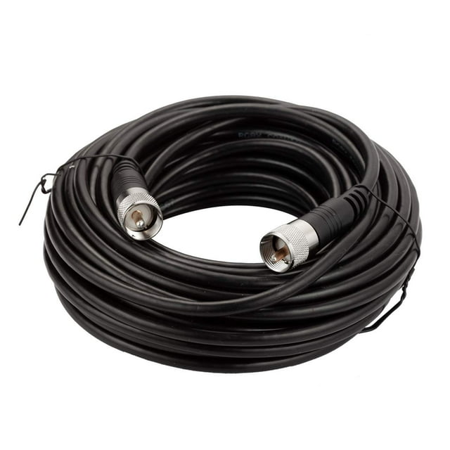 Adaptador RF de cable coaxial RG8x, 50 pies, UHF PL259, macho a macho