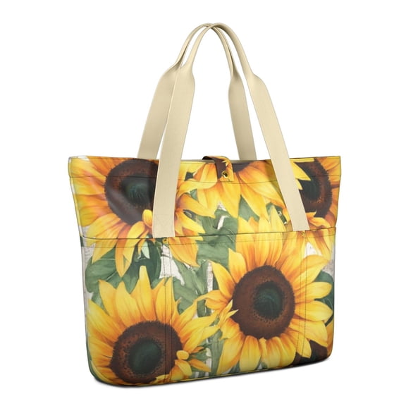 Tote Bag for Women - Sunflowers Bouquet Shoulder Bag - Large Utility Work Duffle Bag with Zipper Handbag for Travel, Work, Sprots