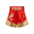 thumbnail image 3 of Hansber Kids Boys Boxing Shorts Muay Thai Fighting Shorts Training Trunks Grappling Martial Arts Red&Gold 16, 3 of 7