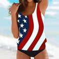 thumbnail image 3 of Oplxuo American Flag Print Swim Suits for Women 2025 Patriotic Modest Bathing Suit Two Piece Blouson Modest Tankini Sets, 3 of 4