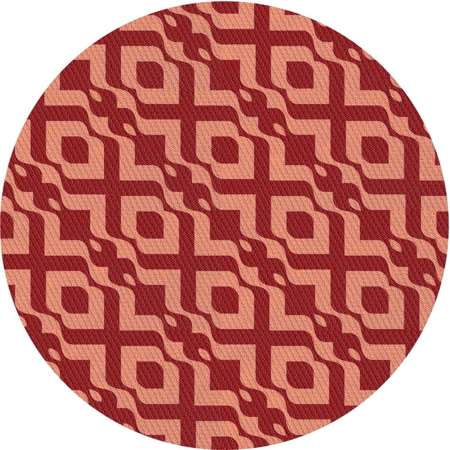 Ahgly Company Machine Washable Indoor Round Transitional Construction Cone Orange Area Rugs, 3' Round