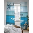 thumbnail image 3 of The Beach Is My Happy Place Sheer Curtains 2 Panels Set Starfish Shell Blue Wood Grain Lihgt Filtering Rod Pocket Voile Drape, Semi Sheer Window Curtains for Bedroom Living Room, 52"x96", 3 of 5