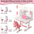 thumbnail image 3 of Thehsnt Children's Desk and Chair Set with Bookshelf and Drawer, Adjustable Height & 50° Tilt Desktop for Home School Study, 3 of 11