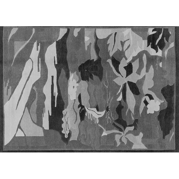 Ahgly Company Indoor Rectangle Abstract Gray Modern Area Rugs, 3' x 5'