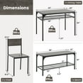 thumbnail image 4 of Giantex Space-saving Dining Table Set for 4, Industrial Rectangular Table w/ 2 Chairs, 1 Bench, Storage Racks, 4 of 10