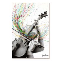 Elephant Stock The Violin Solo Wall Art - Vertical Canvas Wall Art - Living Room Wall Decor - Music Canvas - Gray And Gold Decor By Ashvin Harrison - 20" x 30"